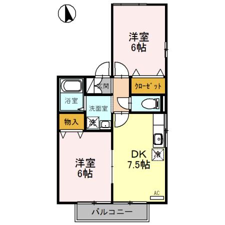 セジュールSAKUDAⅢ(2DK/2階)の間取り写真