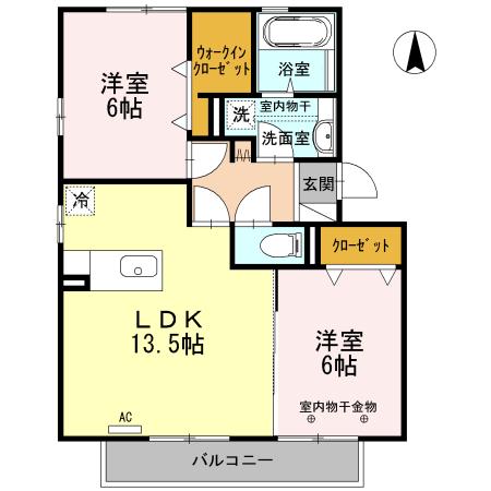 レフィナード(2LDK/2階)の間取り写真