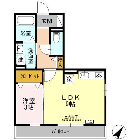 クレール響(1LDK/3階)の間取り写真