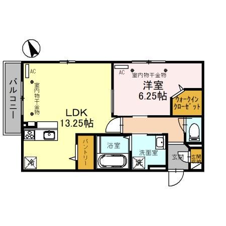 ロイヤルコート若宮(1LDK/3階)の間取り写真
