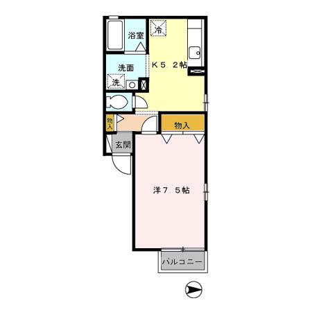 シャルマン東海(1K/2階)の間取り写真
