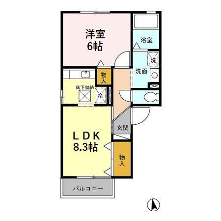 アヴェニール(1LDK/1階)の間取り写真