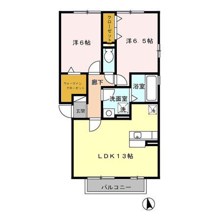 ププレ A(2LDK/2階)の間取り写真