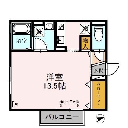 エイトキューブONE B(ワンルーム/2階)の間取り写真