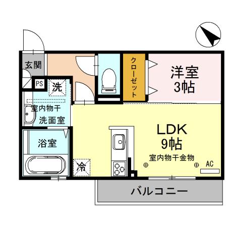 MAIRO(1LDK/3階)の間取り写真
