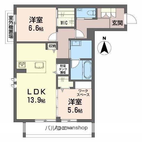 リノア泉が丘(2LDK/2階)の間取り写真