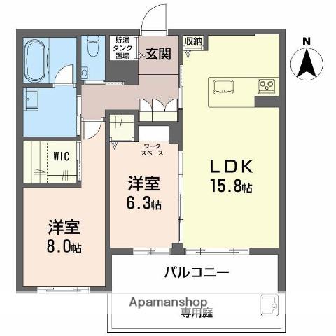 リノア泉が丘(1LDK/1階)の間取り写真
