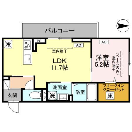 メゾン楓の木(1LDK/1階)の間取り写真