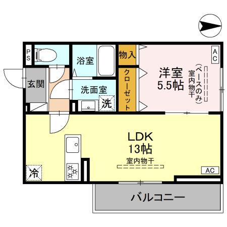 メゾン楓の木(1LDK/2階)の間取り写真