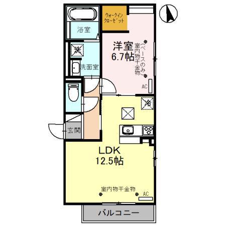 D-RESIDENCE泉野(1LDK/1階)の間取り写真