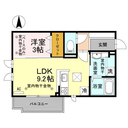 GRAND TROIS(1LDK/1階)の間取り写真