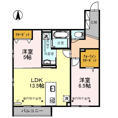 ヴェルドミールII(2LDK/2階)の間取り写真