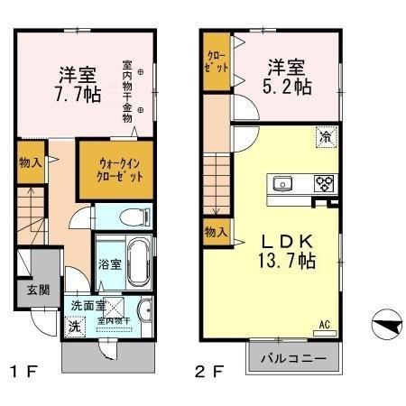 ＦＬＥＵＲ　ＣＬＡＩＲ（フルール　クレイル）(2LDK)の間取り写真