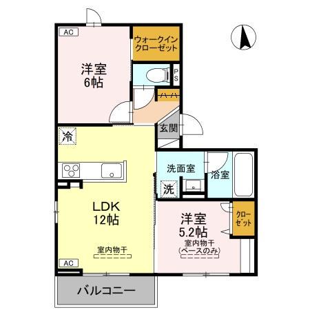 DR長坂台HERZ(2LDK/3階)の間取り写真