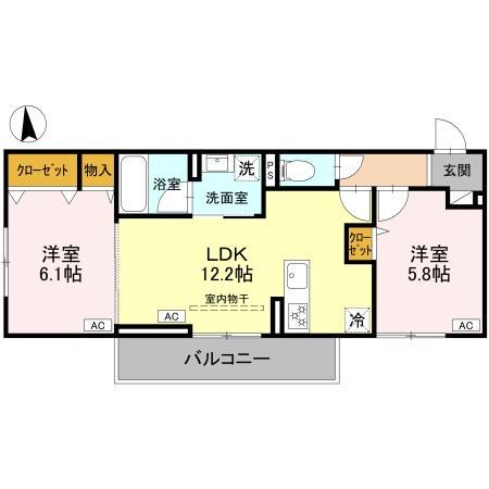 ＩＲいしかわ鉄道 野々市駅(ＩＲ) バス乗車時間：45分 金沢赤十字病院前バス停で下車 徒歩7分 3階建 新築(2LDK/3階)の間取り写真