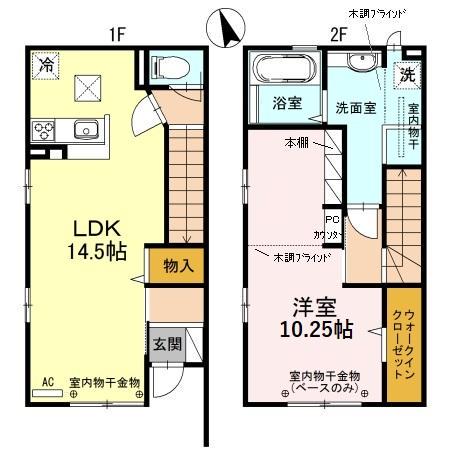 コレクトコーブ A棟(1LDK/1階)の間取り写真