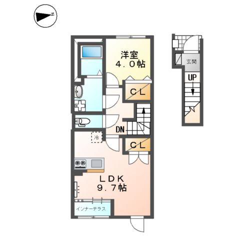 金沢市横川 (1LDK/2階)の間取り写真