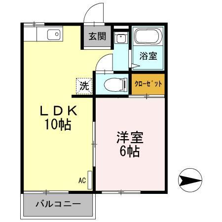 ドエルビリジャン(1LDK/2階)の間取り写真