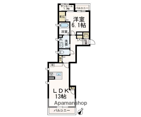 JARDIN涌波(1LDK/2階)の間取り写真
