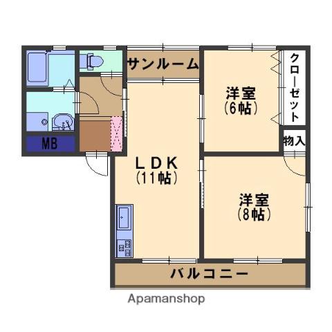 ル・マージュM2(2LDK/4階)の間取り写真