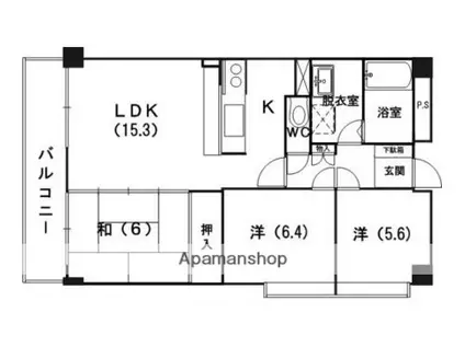 サンスクエア21(3LDK/3階)の間取り写真