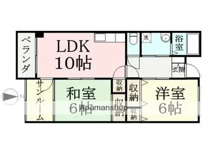 サンライズ林(2LDK/1階)の間取り写真