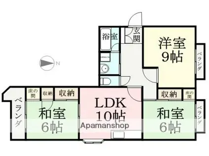 サン黒葉3(3LDK/4階)の間取り写真