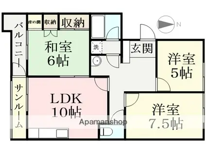 ファミーユ黒葉2(3LDK/3階)の間取り写真