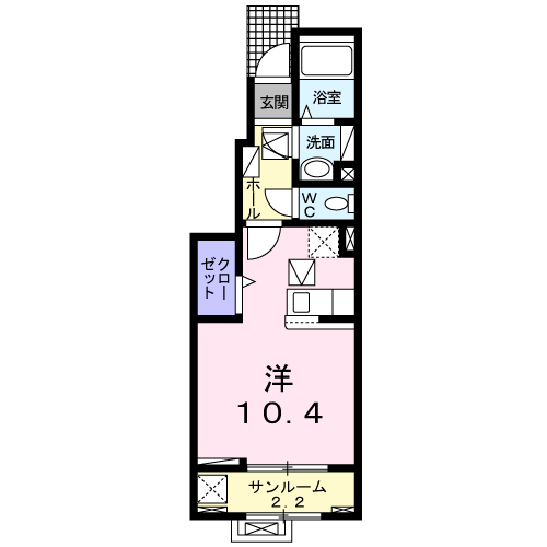 Ⅹ.ライツ・平井(ワンルーム/1階)の間取り写真