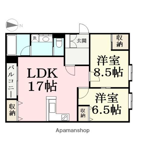 リバティヴィラⅢ(2LDK/2階)の間取り写真