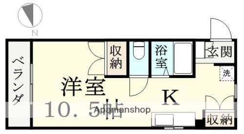 レジデンス江守中(ワンルーム/3階)の間取り写真
