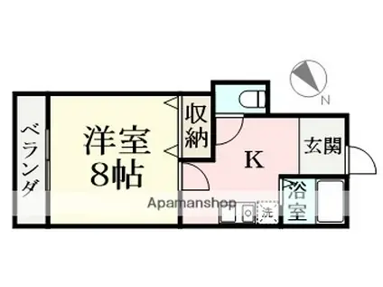 えちぜん鉄道三国線 福大前西福井駅 徒歩11分 3階建 築29年(1K/1階)の間取り写真