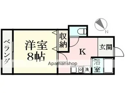 えちぜん鉄道三国線 福大前西福井駅 徒歩11分 3階建 築29年(1K/2階)の間取り写真