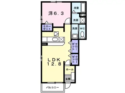 カーサ・プラシードⅠ(1LDK/1階)の間取り写真