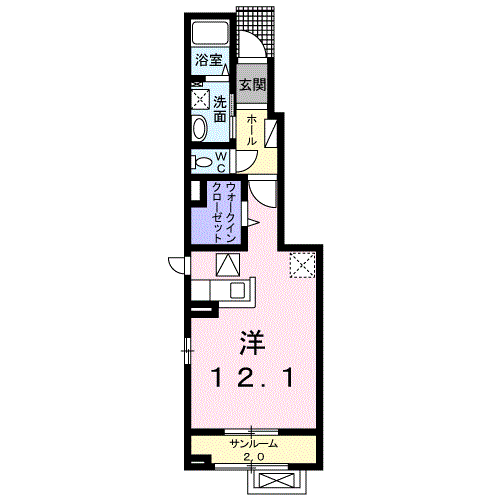 メゾン ライフス(ワンルーム/1階)の間取り写真