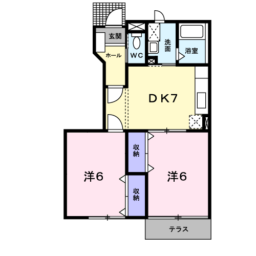 レジデンス北野Ⅱ(2DK/1階)の間取り写真