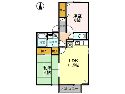 トリアノン堀の宮(2LDK/1階)の間取り写真
