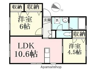 クリエイトシティ創建(2LDK/1階)の間取り写真