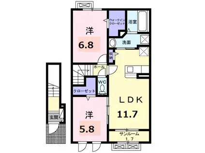 ユートピア・ホーム(2LDK/2階)の間取り写真