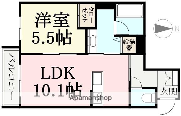クオリスタ新横江(1LDK/1階)の間取り写真