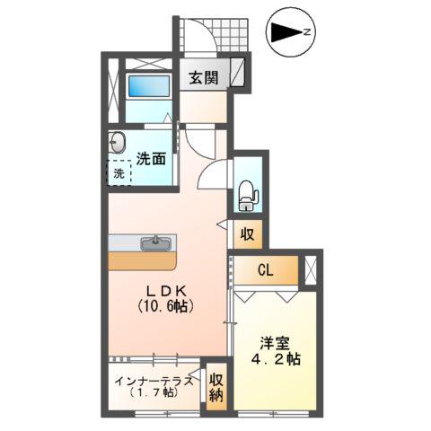 鯖江市舟津町アパート(1LDK/1階)の間取り写真