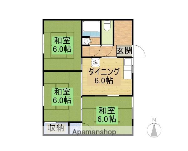 レイクキャピタル敦賀(3DK/1階)の間取り写真