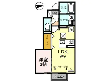 D-ROOM水落町(1LDK/1階)の間取り写真