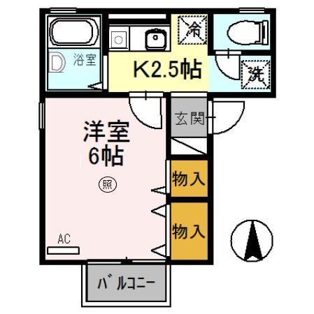 トリアノン文京(1K/2階)の間取り写真