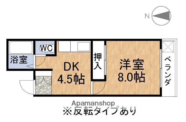 えちぜん鉄道三国線 福大前西福井駅 徒歩15分 3階建 築28年(1DK/2階)の間取り写真