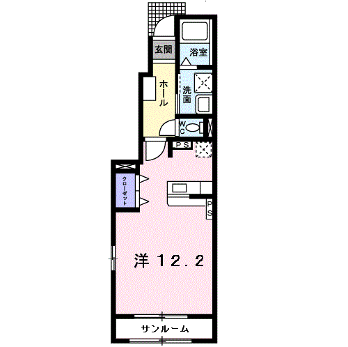 イーストファインⅡ(ワンルーム/1階)の間取り写真