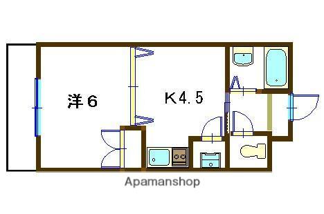 ウィステリ(1K/2階)の間取り写真