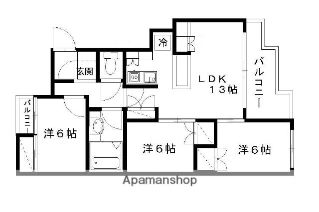サンライズ山の手Ⅰ(3LDK/1階)の間取り写真