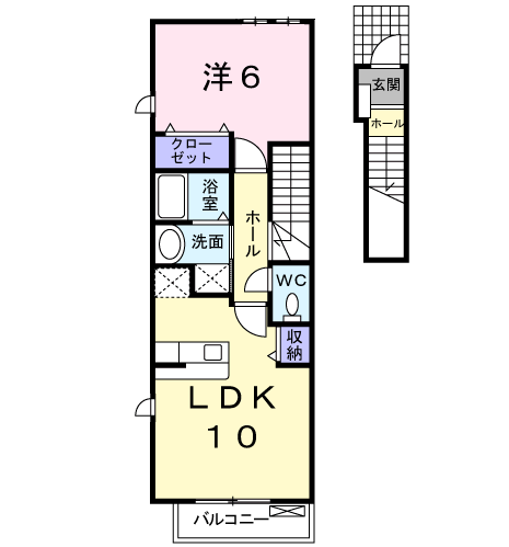 スターヴィレッジC(1LDK/2階)の間取り写真