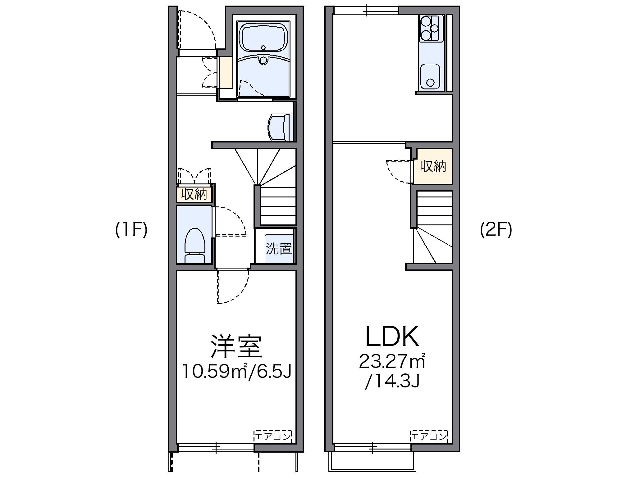 レオネクストマーレ アイトワ(1LDK/1階)の間取り写真